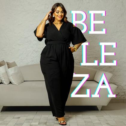 Imagem de Macacão Longo Feminino Plus Size Curve Ciganinha