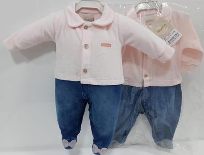 Imagem de Macacão Longo Plush Jeans Bebê Menina Inverno Katita 2370