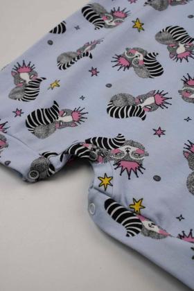 Imagem de Macacão Manga Curta Peitilho Guaxinim Azul Roupa De Bebe