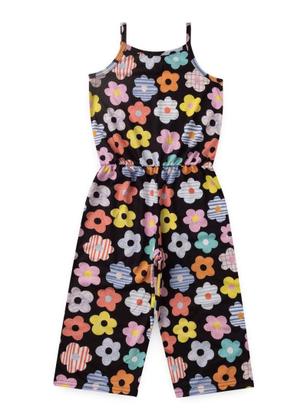 Imagem de Macacão Menina Pantacourt Preto com Flores