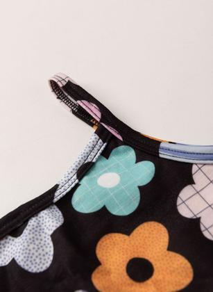 Imagem de Macacão Menina Pantacourt Preto com Flores