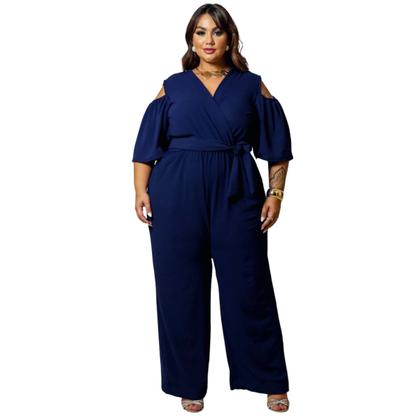 Imagem de Macacão Moda Plus Size Curvy Decote V Transpassado 