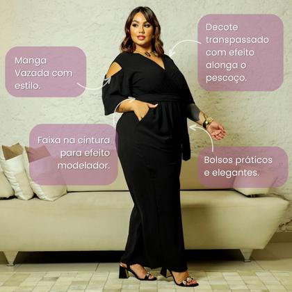 Imagem de Macacão Moda Plus Size Curvy Decote V Transpassado 