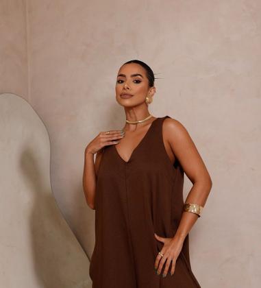 Imagem de Macacão Over Size Decote V em Moletom