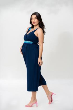 Imagem de Macacão pantacourt aviamento azul marinho