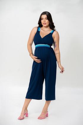 Imagem de Macacão pantacourt aviamento azul marinho