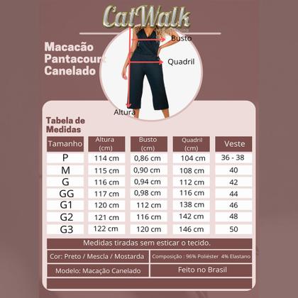 Imagem de Macacão Pantacourt Canelado Catwalk Feminino