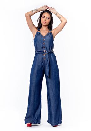 Imagem de Macacão Pantalona Sem Elastano Com Detalhe de Argola 