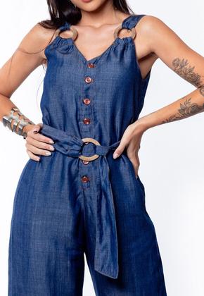 Imagem de Macacão Pantalona Sem Elastano Com Detalhe de Argola 