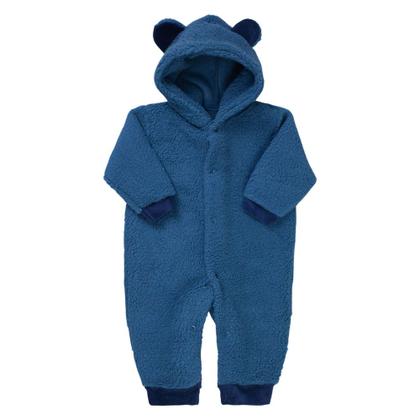 Imagem de Macacão para Bebê de Pelúcia Teddy com Capuz Azul Royal