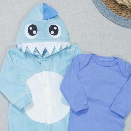 Imagem de Macacão para Bebês em Plush Tubarão Azul e Body Era Uma Vez