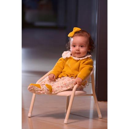 Imagem de Macacão Pezinho Manga Longa Bebê Menina Floral Amarelo Isis