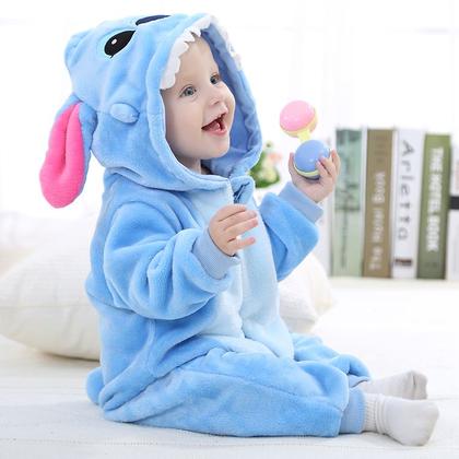 Imagem de Macacão Pijama Infantil de Bebê Frio Inverno Fantasia Urso Ursinho Stitch