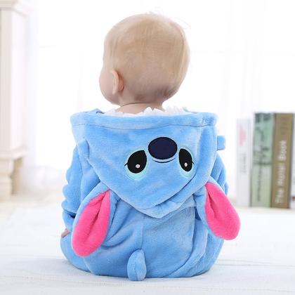 Imagem de Macacão Pijama Infantil de Bebê Frio Inverno Fantasia Urso Ursinho Stitch