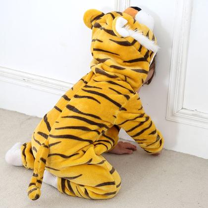 Imagem de Macacão Pijama Infantil de Bebê Frio Inverno Fantasia Urso Ursinho Tigre Onça