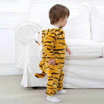 Imagem de Macacão Pijama Infantil de Bebê Frio Inverno Fantasia Urso Ursinho Tigre Onça