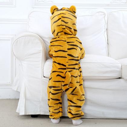 Imagem de Macacão Pijama Infantil de Bebê Frio Inverno Fantasia Urso Ursinho Tigre Onça