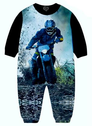 Imagem de Macacão Pijama Motocross Moto infantil Enduro Trilha Moletom