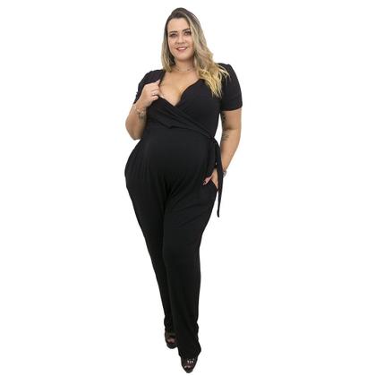 Imagem de Macacão Plus Size Gestante e Pós Parto Manga Curta em Viscolycra Linda Gestante