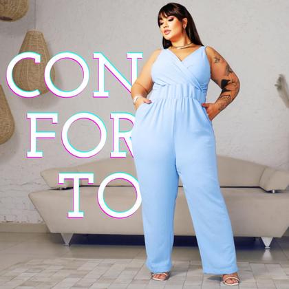 Imagem de Macacão Plus Size Longo Curvy Transpassado de Alça Versátil