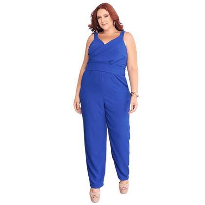 Imagem de Macacão Plus Size Longo Curvy Transpassado de Alça Versátil