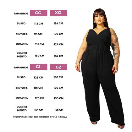 Imagem de Macacão Plus Size Longo Curvy Transpassado de Alça Versátil