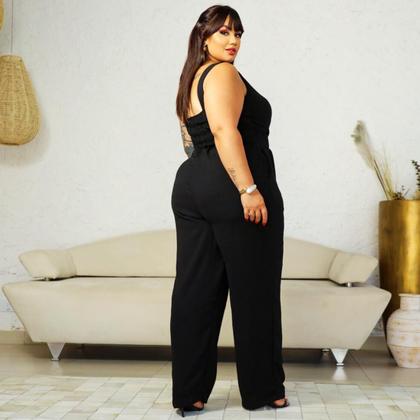 Imagem de Macacão Plus Size Longo Curvy Transpassado de Alça Versátil