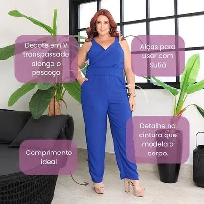 Imagem de Macacão Plus Size Longo Curvy Transpassado de Alça Versátil