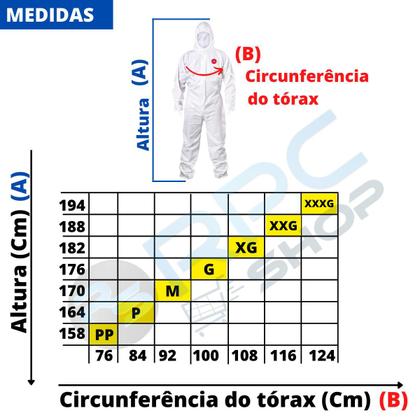 Imagem de Macacão Segurança Proteção Química Laboratório Pintura Longo Laminado Antiestético Microporoso Ca
