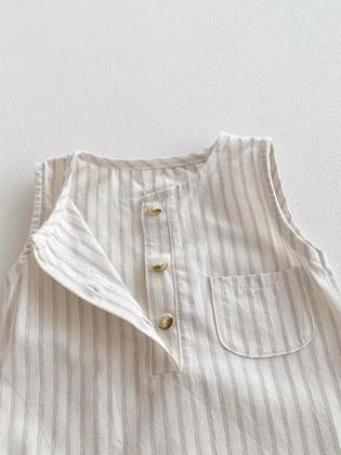 Imagem de Macacão Sem Mangas Estilo Coreano Para Bebê Recém-Nascido Com Chapéu Conjunto De Duas Peças 0-24