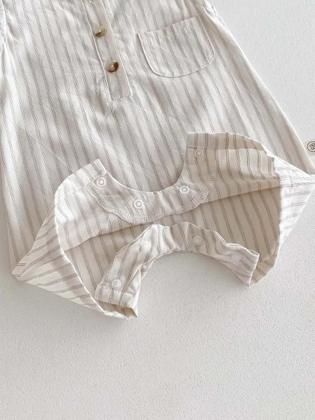 Imagem de Macacão Sem Mangas Estilo Coreano Para Bebê Recém-Nascido Com Chapéu Conjunto De Duas Peças 0-24