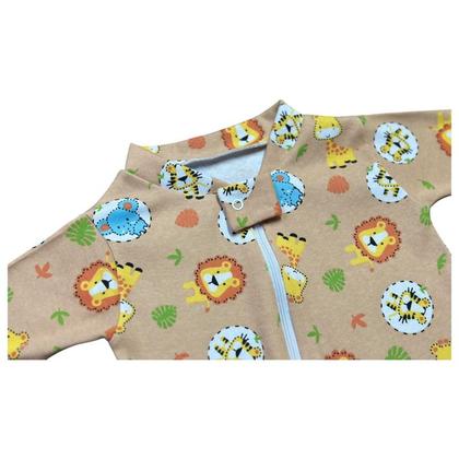 Imagem de Macacão Zíper Bebê Malha Suedine 100% Algodão Safari Marrom