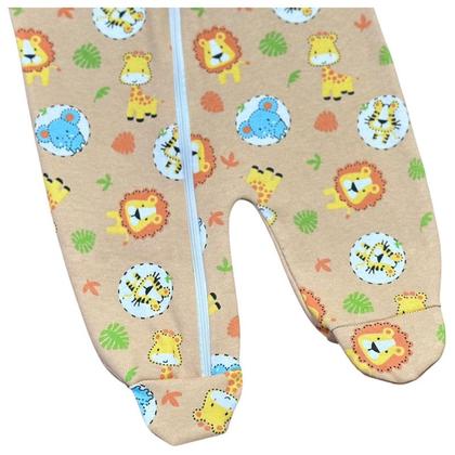 Imagem de Macacão Zíper Bebê Malha Suedine 100% Algodão Safari Marrom