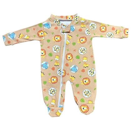 Imagem de Macacão Zíper Bebê Malha Suedine 100% Algodão Safari Marrom