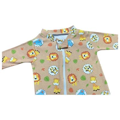 Imagem de Macacão Zíper Bebê Malha Suedine 100% Algodão Safari Marrom