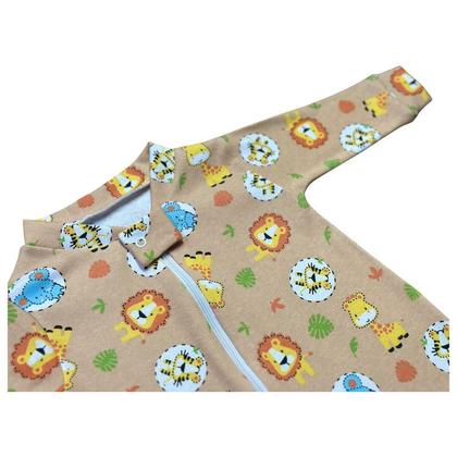 Imagem de Macacão Zíper Bebê Malha Suedine 100% Algodão Safari Marrom