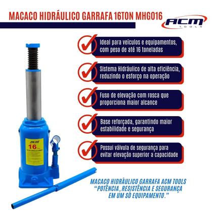 Imagem de Macaco Hidráulico Garrafa 16Ton MHG016 ACM TOOLS