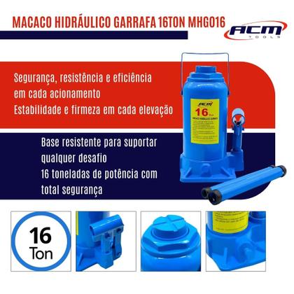Imagem de Macaco Hidráulico Garrafa 16Ton MHG016 ACM TOOLS
