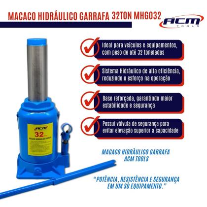 Imagem de Macaco Hidráulico Garrafa 32Ton MHG032 ACM TOOLS