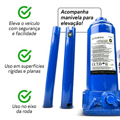 Imagem de Macaco Hidráulico Garrafa 4t Portátil Tech One 4 Toneladas