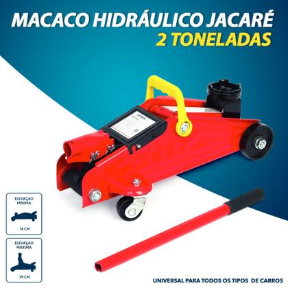 Imagem de Macaco Hidráulico Jacaré Hyundai HB20 2017 2018 2019 2020 2T Ton Toneladas Alavanca Fácil Uso Manuseio Portátil