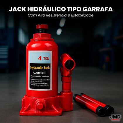 Imagem de Macaco Hidráulico Tipo Garrafa Capacidade 3, 4 e 5 Toneladas com Base Robusta