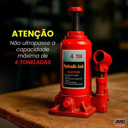 Imagem de Macaco Hidráulico Tipo Garrafa Capacidade 3, 4 e 5 Toneladas com Base Robusta