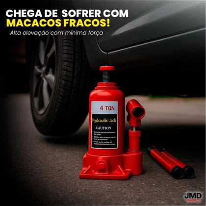 Imagem de Macaco Hidráulico Tipo Garrafa Capacidade 3, 4 e 5 Toneladas com Base Robusta