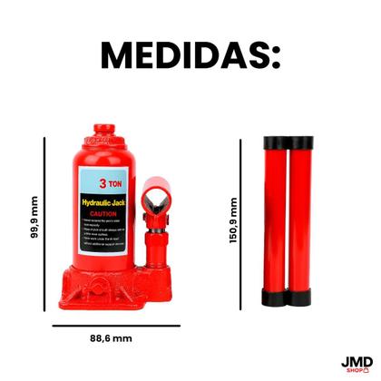 Imagem de Macaco Hidráulico Tipo Garrafa Capacidade 3, 4 e 5 Toneladas com Base Robusta