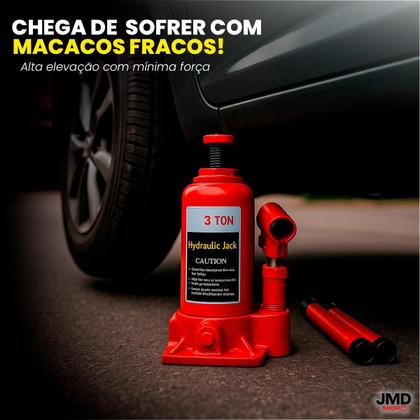 Imagem de Macaco Hidráulico Tipo Garrafa Capacidade 3, 4 e 5 Toneladas com Base Robusta