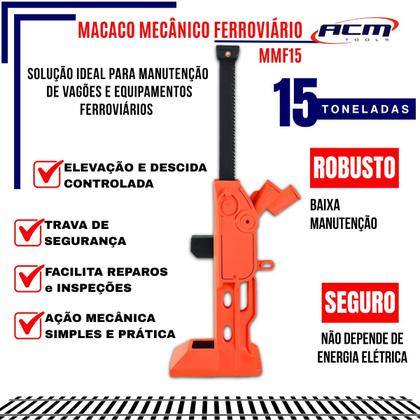 Imagem de Macaco Mecanico Ferroviario 15Ton MMF15 ACM TOOLS