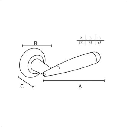 Imagem de Maçaneta Interna 123 x 55 x 65 mm em ZAMAC Escovado IL310 IL