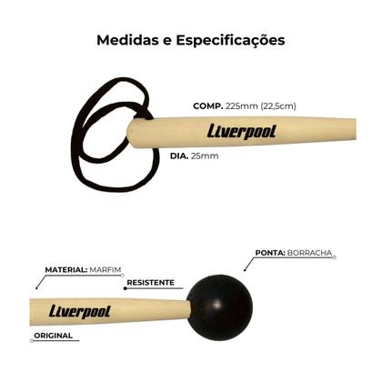 Imagem de Maçaneta Liverpool Para Bumbo 25 Pares Bola de Borracha 225mm MC 46