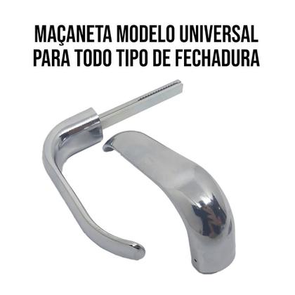 Imagem de Maçaneta P/Porta Fechadura Modelo Alavanca Cromado Universal